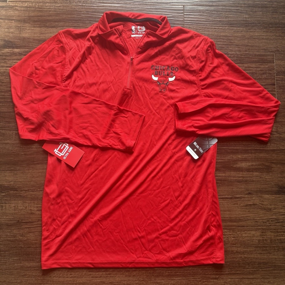 NWT Chicago Bulls NBA Ultra Game Quarter Zip Pullover Shirt Men's XL Red